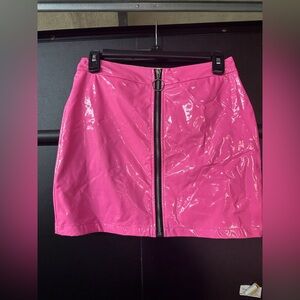 SHEIN SXY PU Leather Hot Pink Bodycon Skirt, Small
